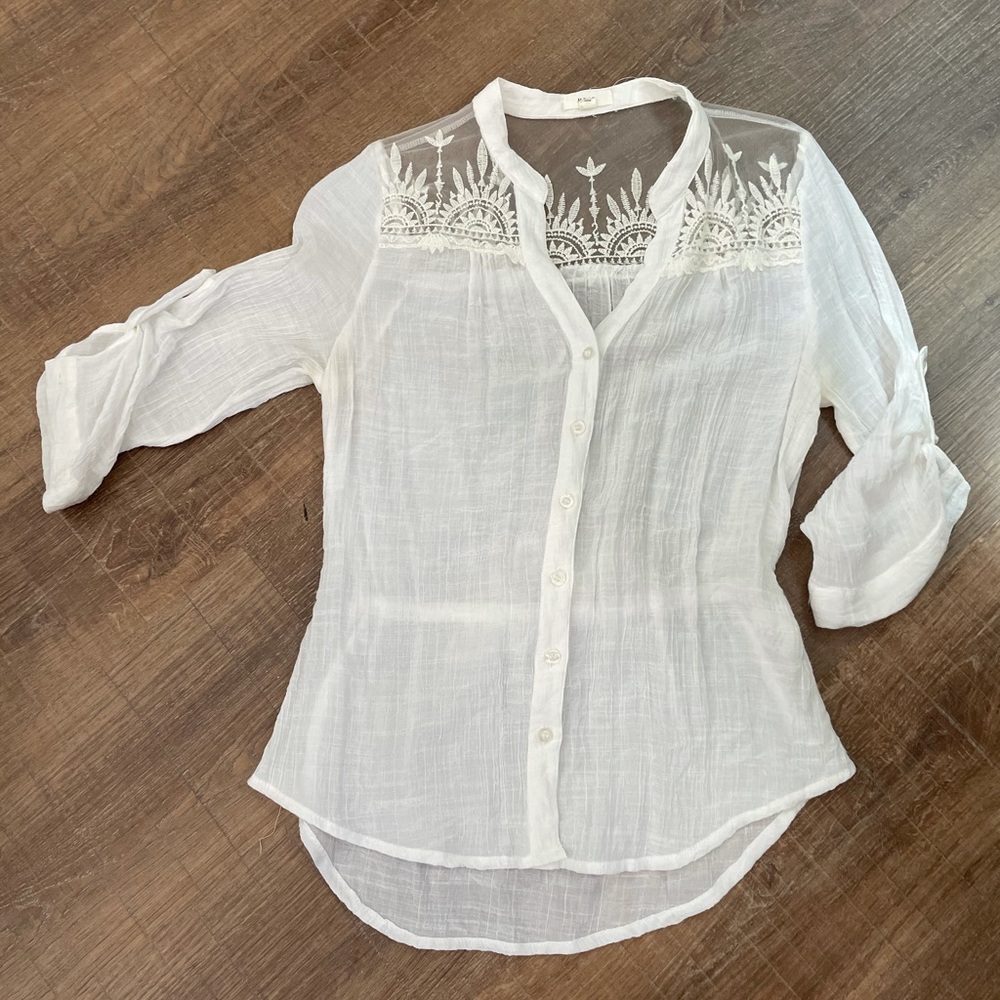 Off white button up blouse